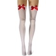 thumbnail image 3 of Jinsinto Chaussettes en Satin Halloween pour Femme Blanc Rouge, Taille Unique, 3 of 5