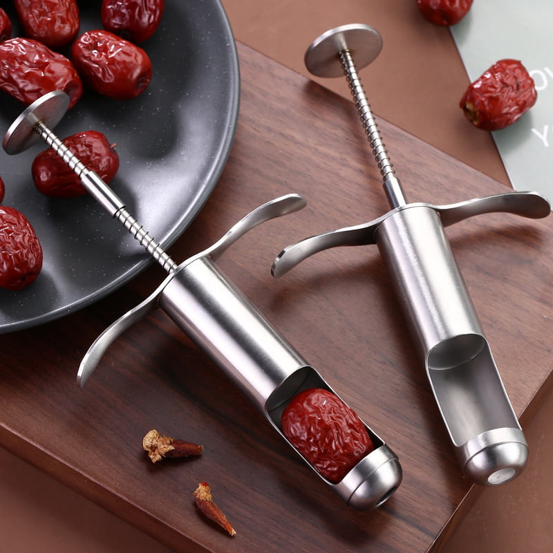 Wopam Stainless Steel Spring Jujube Pitter Cherry Olive Push Style Manual Seed Remover 