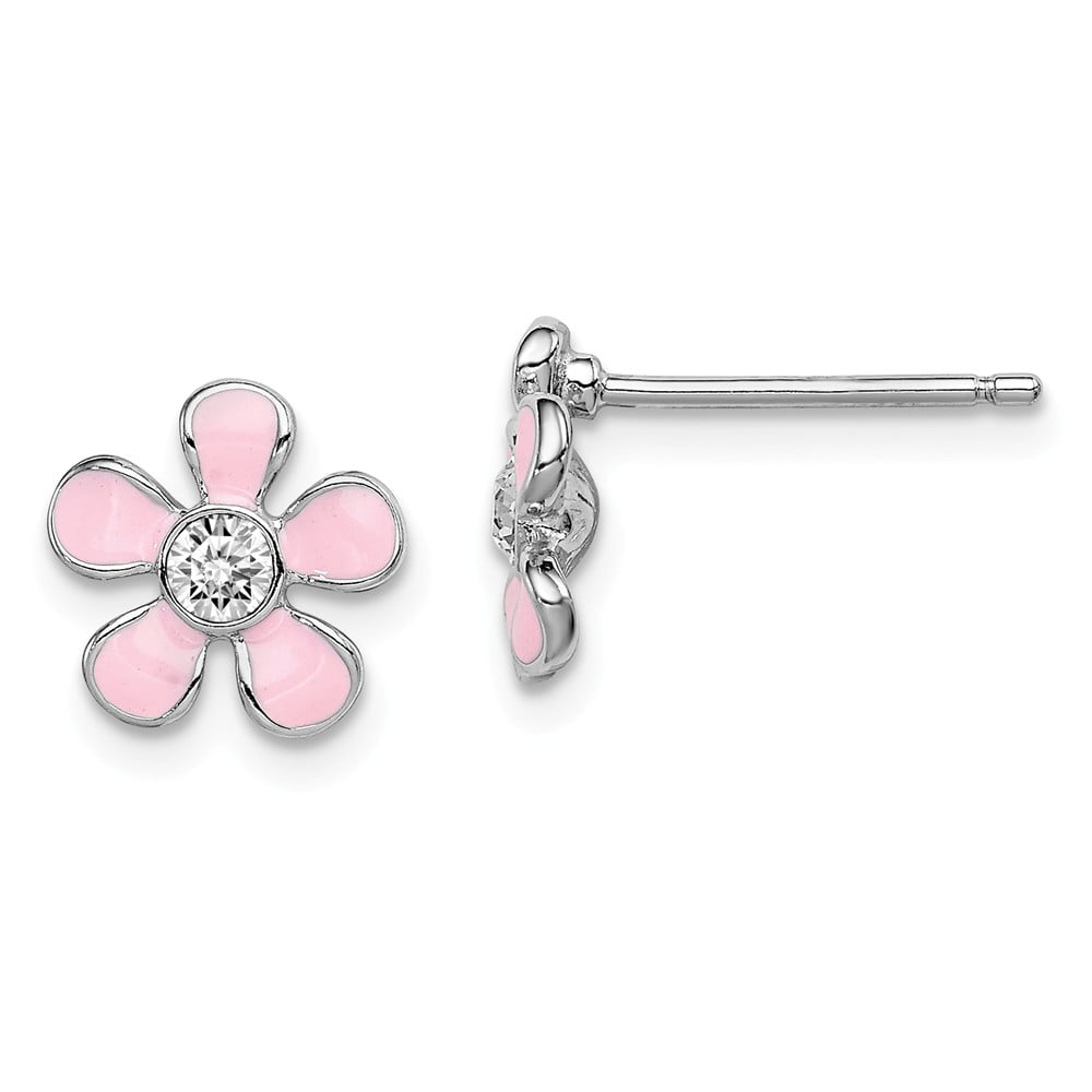 925 Sterling silver enamel Flower stud earrings girls earrings 