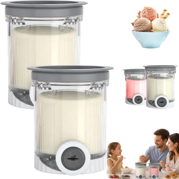 2 Pack 16 oz Ice Cream Pint Containers with Lids for NC700 NC701 | Extra Freezer Storage Cups with Secure Lids, BPA-Free & Dishwasher Safe for Ice Cream, Soft Serve and Desserts