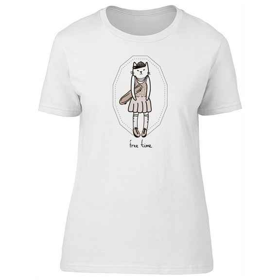 Free Time Skater Kitten T-Shirt Women -Image by Shutterstock, Female Medium