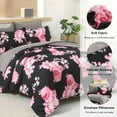 thumbnail image 3 of Davulos Floral Comforter Set Queen Size 7 Piece Black Bed in a Bag Elegant Pink Flower Comforter Set with Sheet,Soft Microfiber Complete Bedding Sets for All Season, 3 of 7