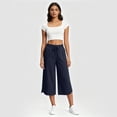 thumbnail image 5 of Barrel Pants for Women Cropped Linen Capris Petite Drawstring Wide Leg Cotton 2026 Casual Summer Boho Baggy Palazzo Pull On Trousers Navy L, 5 of 7