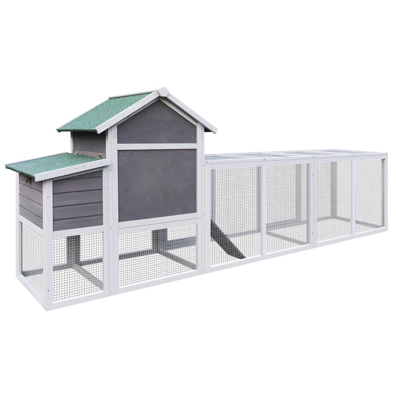 SDJPOI 122" Wooden Chicken Coop, Waterproof Roof Hen House with Nesting Box, Secure Locks, Removable Tray ,Wire Fence,Large Outdoor Run House Poultry Cage for 2-6 Chickens,Rabbits