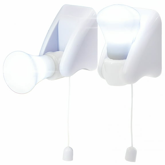 HIBIBUD Wireless Battery Smart Light Bulb - Portable,Cordless Stick Anywhere Light w/ Pull String & Slide Base - Adhesive Mounting For Closet,Cabinet,& More - 2pc