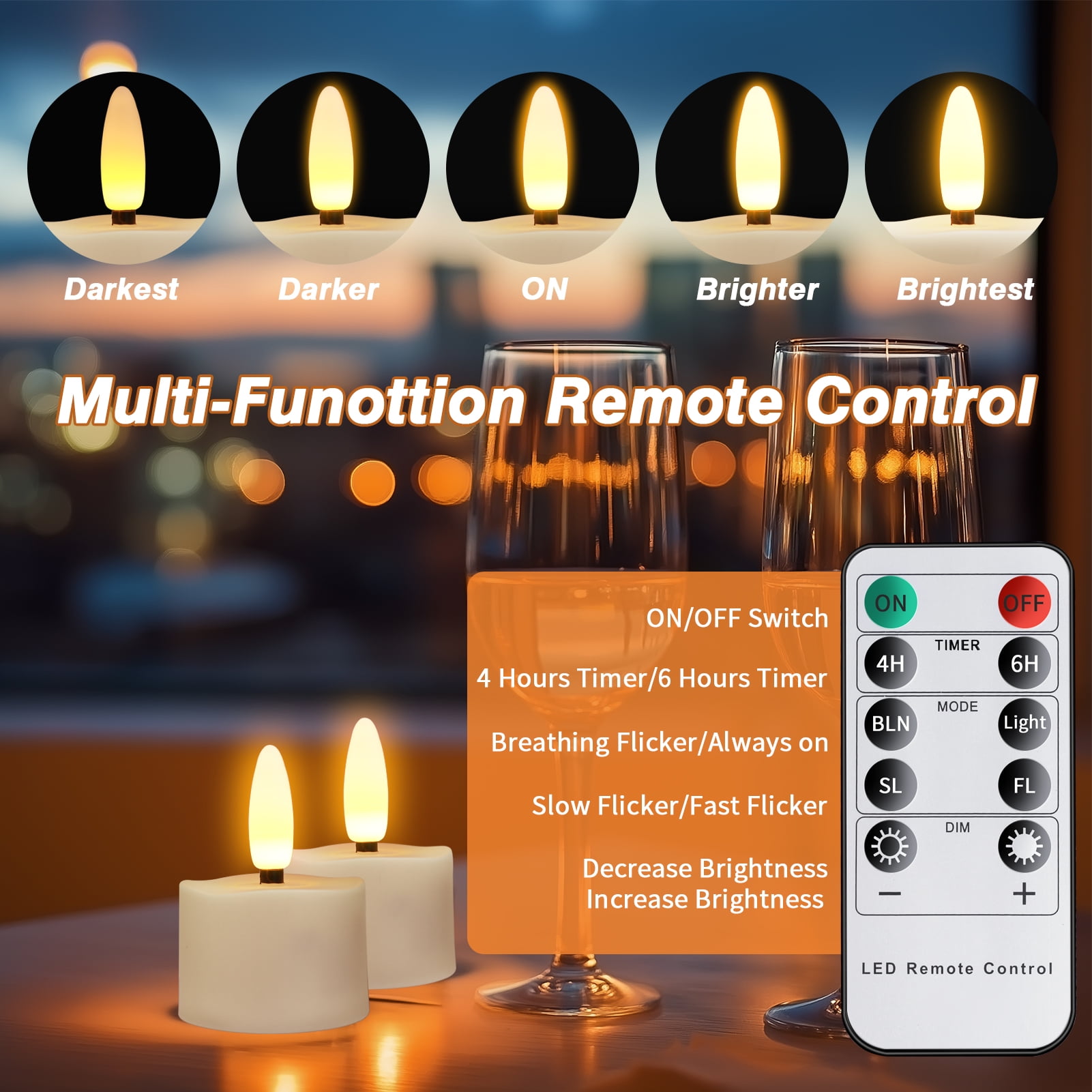 Rechargeable Candles Tea Lights 6-Pack with Remote Timer, LED Tea Lights Candles , Rechargeable Flameless Candles for Home Decor Seasonal Decor, Dia 1.5"X H 2.2''