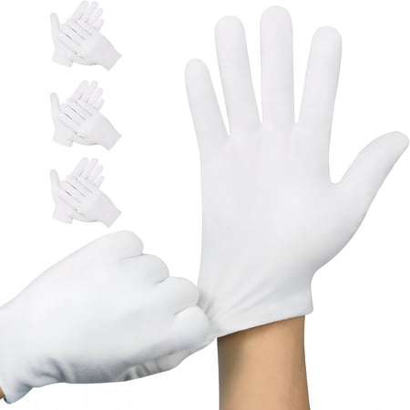 TELOLY 3 Pairs White Cotton Gloves,Premium Cotton Gloves for Dry Hands Sleeping,White Gloves for Moisturizing Hands Women And Men,Cloth Gloves for Eczema,Spa Glove for Lotion Overnight