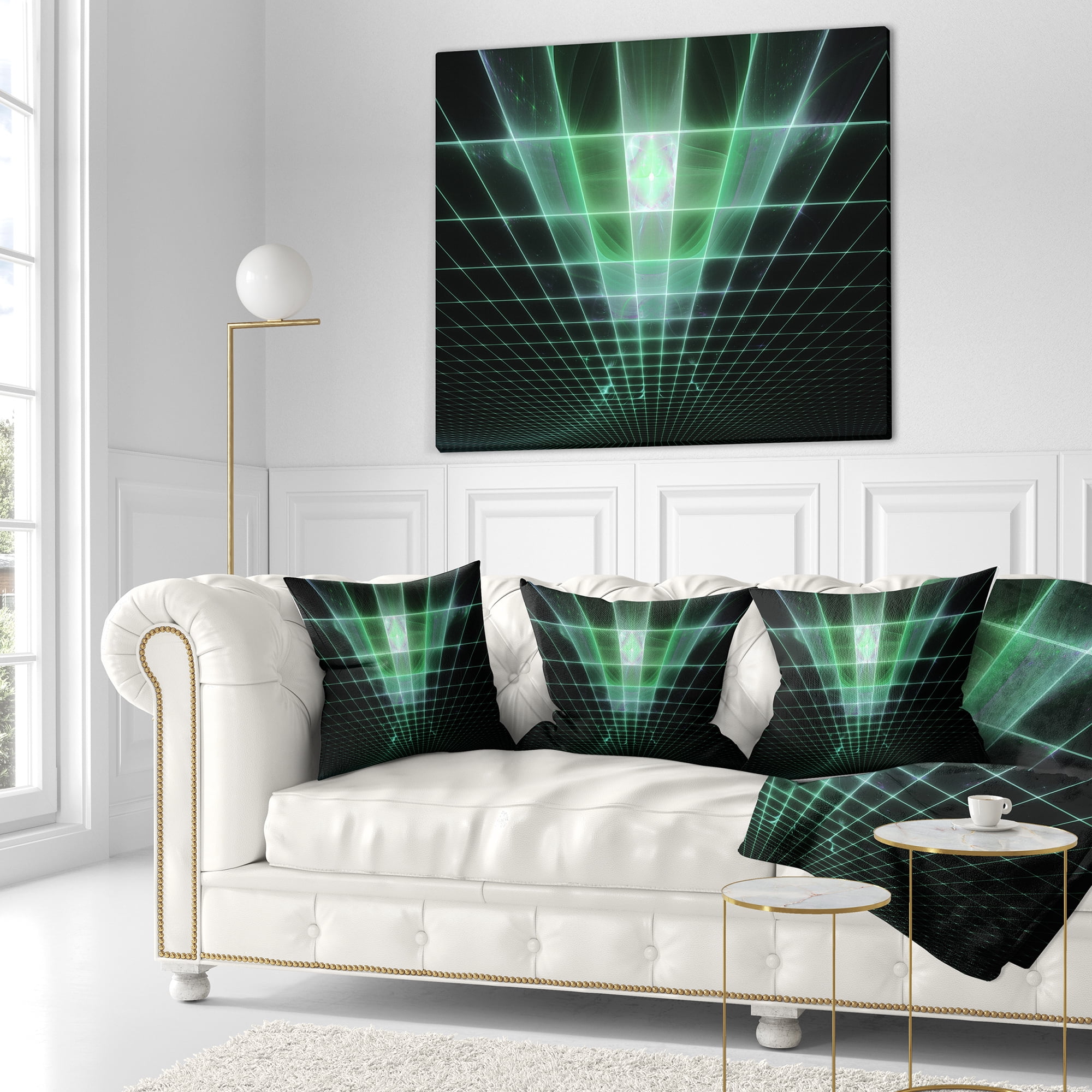 Designart Light Green Bat on Radar Screen - Abstract Throw Pillow - 16x16