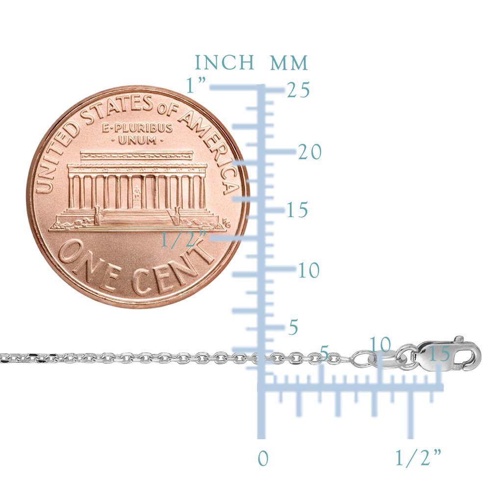 The Diamond Deal 10K White Gold 0.87mm Shiny Diamond Cut Lite Cable Link Chain Necklace for Pendants and Charms with Lobster-Claw Clasp (16" 18" or 20 inch)