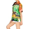 thumbnail image 3 of HAPPY BAY Button Down Shirt for Women Floral Summer Beach Party Blouse Shirt Collared Blouses Short Sleeve Hawaiian Shirts Tops for Women S Motorcycle Bike, Orange, 3 of 4