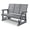 Grey-3 seats, variant on Mosbrisa HIPS Poly Lumber Patio Glider with Cup Holders, High Backrest and Deep Contoured Seat, for Outdoor, Porch, Garden, Black
