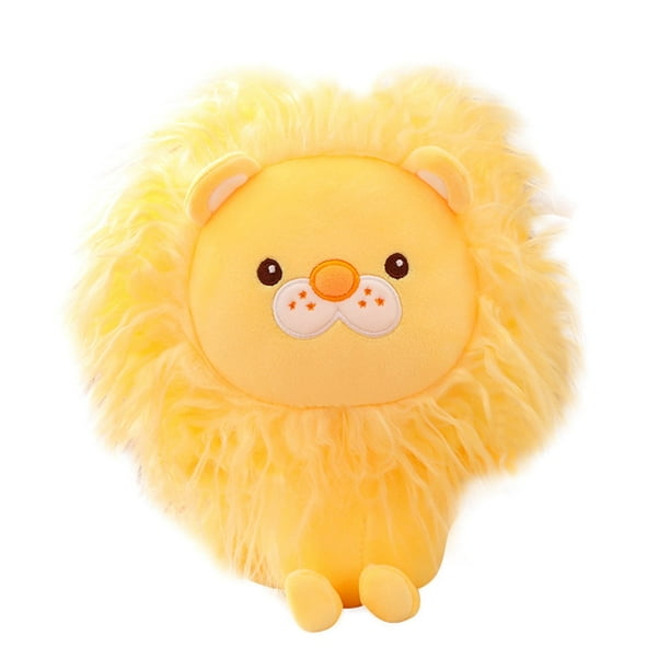 Muñeco de peluche de león de dibujos animados, colorido, pelo esponjoso, encantador animal salvaje, peluche, almohada de animal de peluche suave, muñeco de compañía para niños, decoración del hogar,