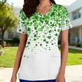 thumbnail image 2 of Kilaqueen St. Patrick's Print Scrubs for Women Short Sleeve V Neck Medical Nursing Shirts with Pockets, 2 of 6
