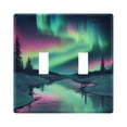 thumbnail image 2 of 3 Gang Light Switch Cover Plate Snow Aurora Wall Plate Decorate Electrical Outlet Cover Plates 4.56”x4.48”, 2 of 8