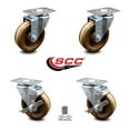 thumbnail image 2 of 4 Inch High Temp Phenolic Wheel Swivel Top Plate Caster Set with 2 Brakes SCC, 2 of 2