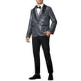 thumbnail image 2 of INSPIRE CHIC Men's Blazers Sequin Shiny Metallic Argyle Plaid Suit Jackets  XL Silver, 2 of 5