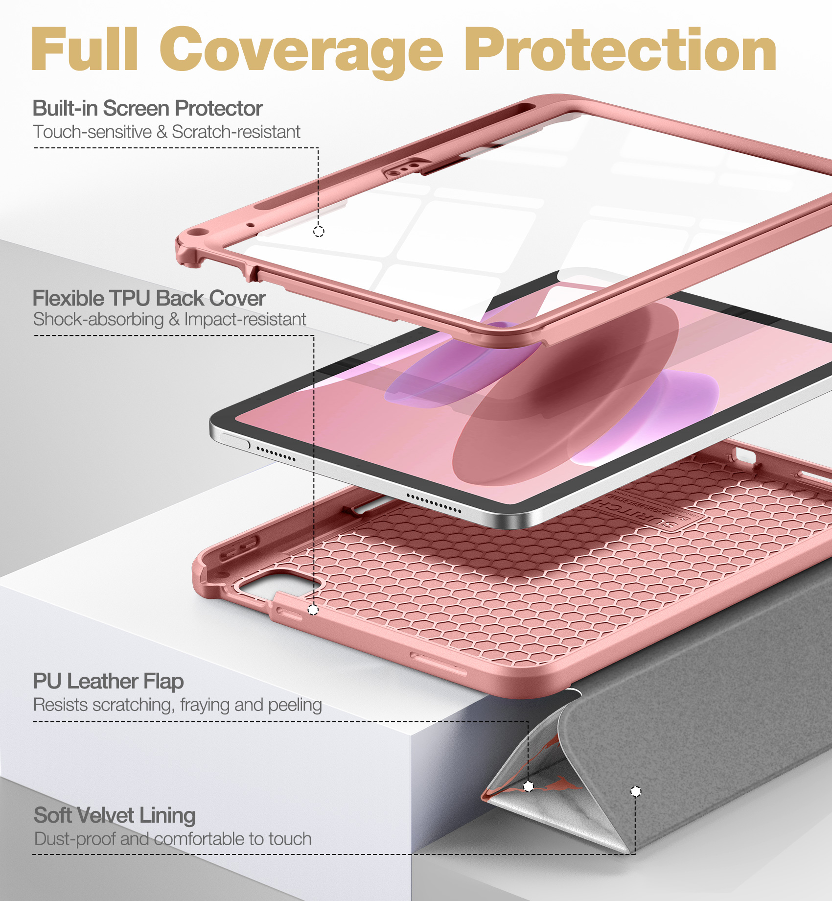 Suritch Case for iPad A16 11th Gen 11 inch 2025 / iPad 10th Gen 10.9 inch with Screen Protector and Pencil Holder Tri-fold Stand Auto Wake/Sleep