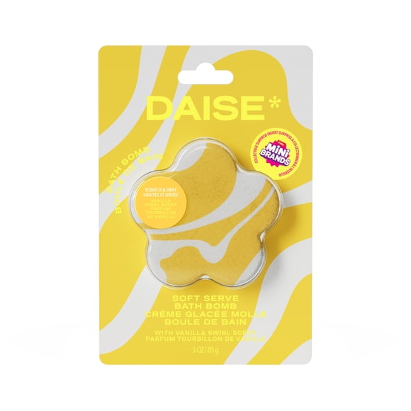 Bombe de bain DAISE Soft Serve à la vanille, avec mini marques à collectionner à l'intérieur, 3 oz/85 g