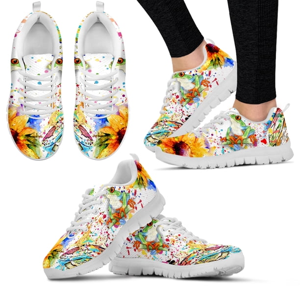Zapatos ligeros para exteriores con diseño de grafiti de colores, cómodos y transpirables con estampado de rana de dibujos animados para verano.