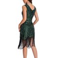 thumbnail image 2 of YTCAMLO 1920s Flapper Dresses for Women Vintage V Neck Midi Dress with Flowy Tassel Slim Cocktail Sleeveless Sequin Dress for Party, 2 of 8