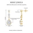thumbnail image 6 of Rosec Jewels Certified Moissanite Dangle Earrings with Screw Back for Women - D-VS1 Grade - Bridal Earrings - Ready to Gift, 10K Yellow Gold, 6 of 7
