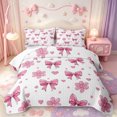 thumbnail image 2 of Manfei Pink Girly Bow Knot Quilt Full,Cute Cartoon Flowers Full Bedspread Sets,3pcs,1 Coverlet and 2 Pillowcases, 2 of 7