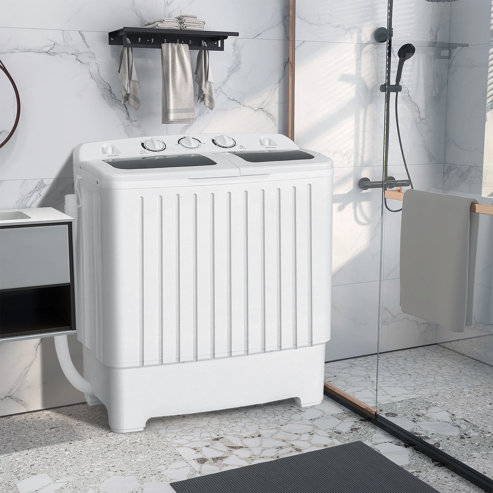 Costway Portable Washing Machine Twin Tub Compact Laundry Washer with 20 lbs Capacity
