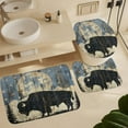 thumbnail image 6 of 4Pcs Farmhouse Silhouette Shower Curtain Sets, Bath Mat and Rugs, Bison Jungle Mountain Shower Curtain with Hooks for Bathroom, 6 of 8