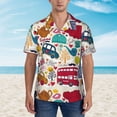 thumbnail image 2 of Fotbe London Symbols Camisa Hawaiana para Hombre Unisex – Camisa Casual de Verano con Botones de Manga Corta de Algodón y Lino,Large, 2 of 7