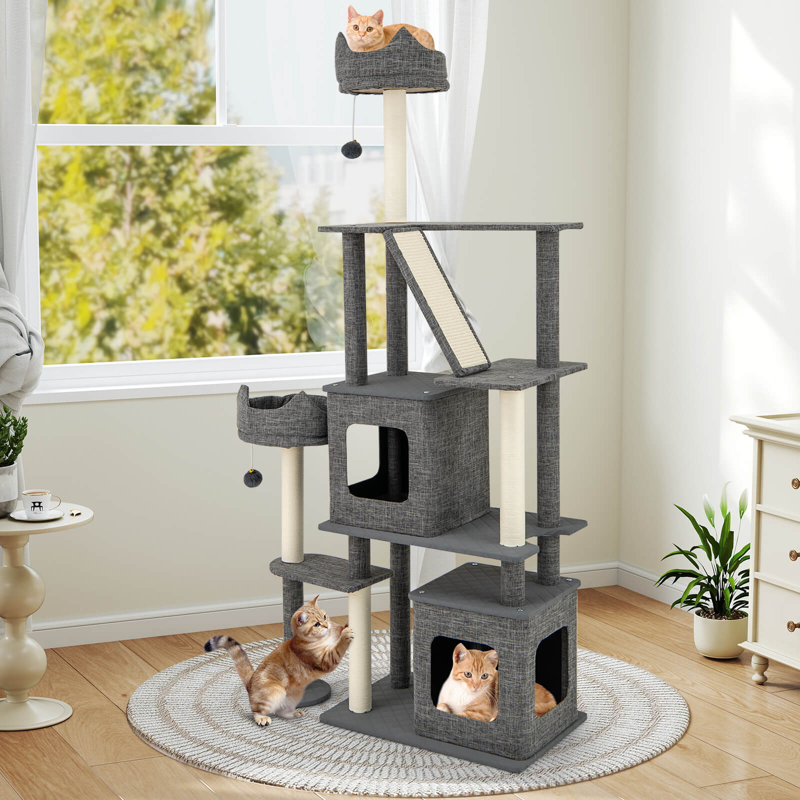 Infans 71" Tall Cat Tree for Indoor Cats Modern Multi-Level Cat Tower Activity Center