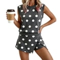 thumbnail image 7 of Womens 2 Piece Skirt Set Summer 2026 Polka Dot Print Crew Neck Sleeveless Tank Tops Asymmetrical Wrap Skort Outfits,Black,XL, 7 of 7