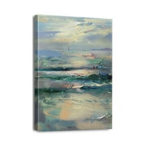 Modern Abstract Ocean, 12x16 inch Canvas Print - Blue Wall Art Perfect for Bathroom and Coastal Home Decor
