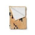 thumbnail image 2 of Geese Soft Flannel Fleece Blanket, Flying Skein of Geese and Reeds Silhouettes on Ombre Effect Background, Cozy Plush for Indoor and Outdoor Use, 50" x 70", Pale Orange Charcoal Grey, by Ambesonne, 2 of 5