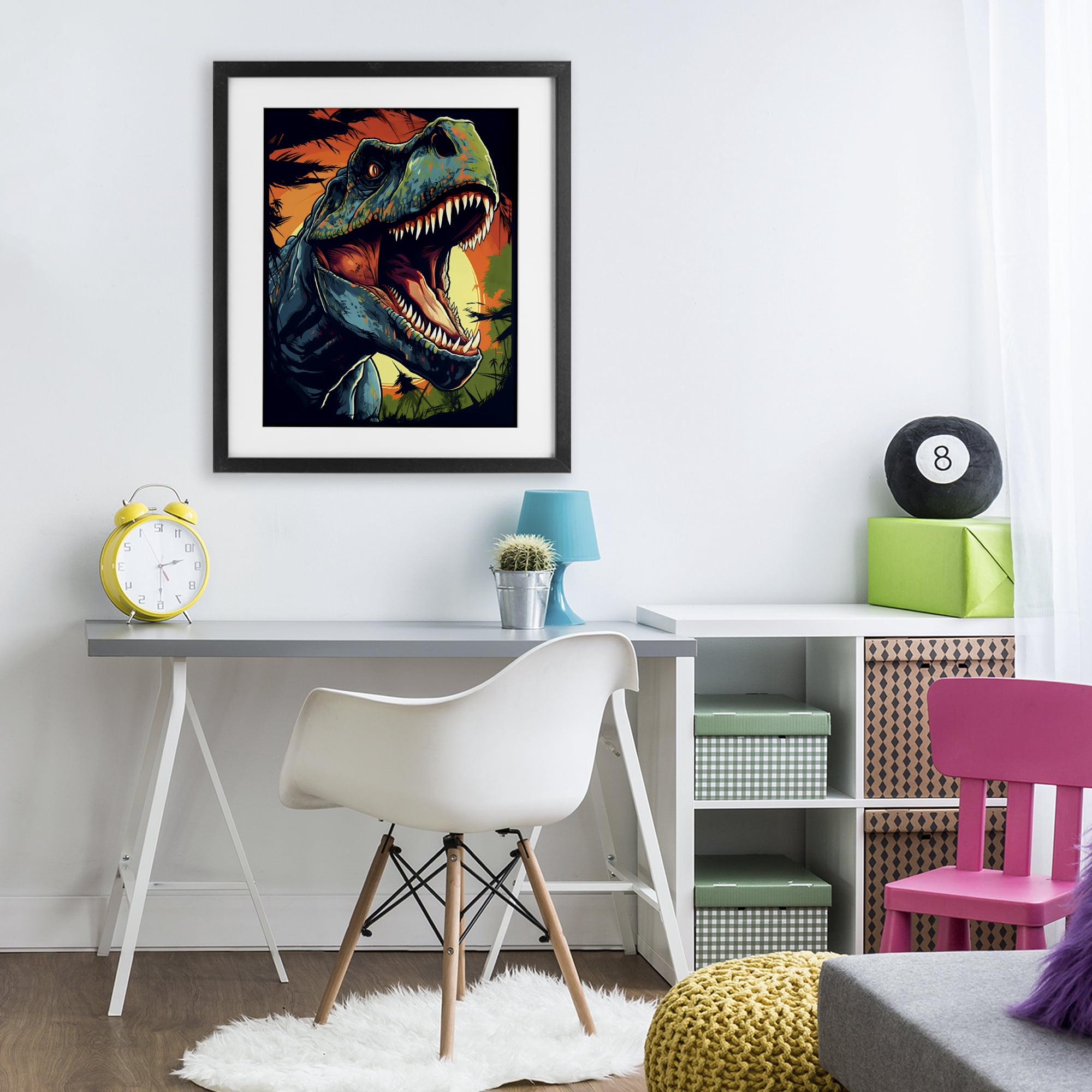 Stupell Industries Dino Roar at Sunset Black Framed Print Under Glass, design by Creative Studio