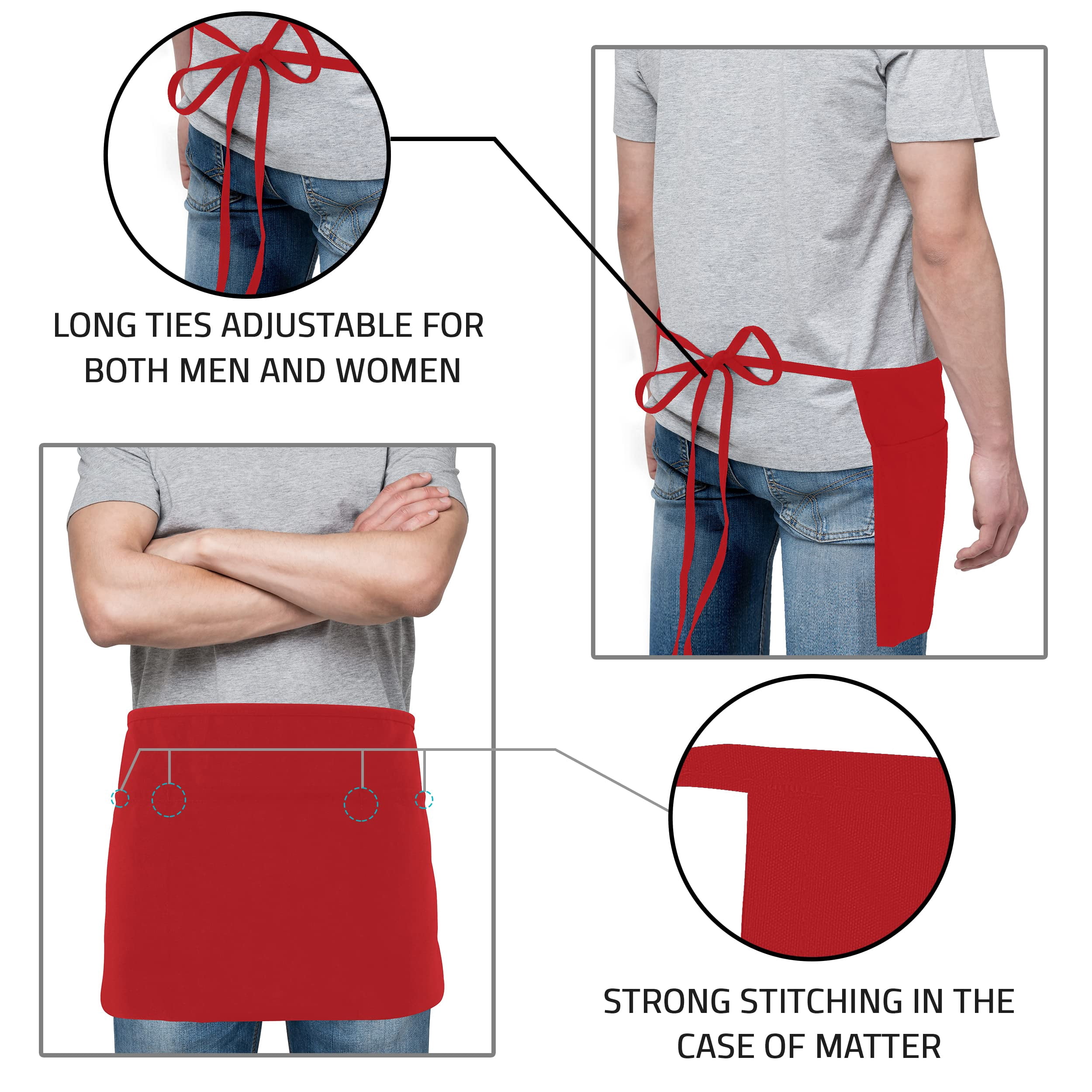 Cooking Aprons Red 24x12 Inches (Pack of 12)