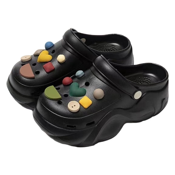 Wovix Slippers For Women Breathable Platform Clogs Unisex Slip On Casual Shoes With Accessories Charms Cushioned Thick Sole Indoor Outdoor Shoes