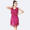 thumbnail image 2 of KHONTS Sequin Cocktail Dresses Flapper Dresses All-Over Fringe Mini Dresses Prom Party Dress Hot Pink XL, 2 of 3