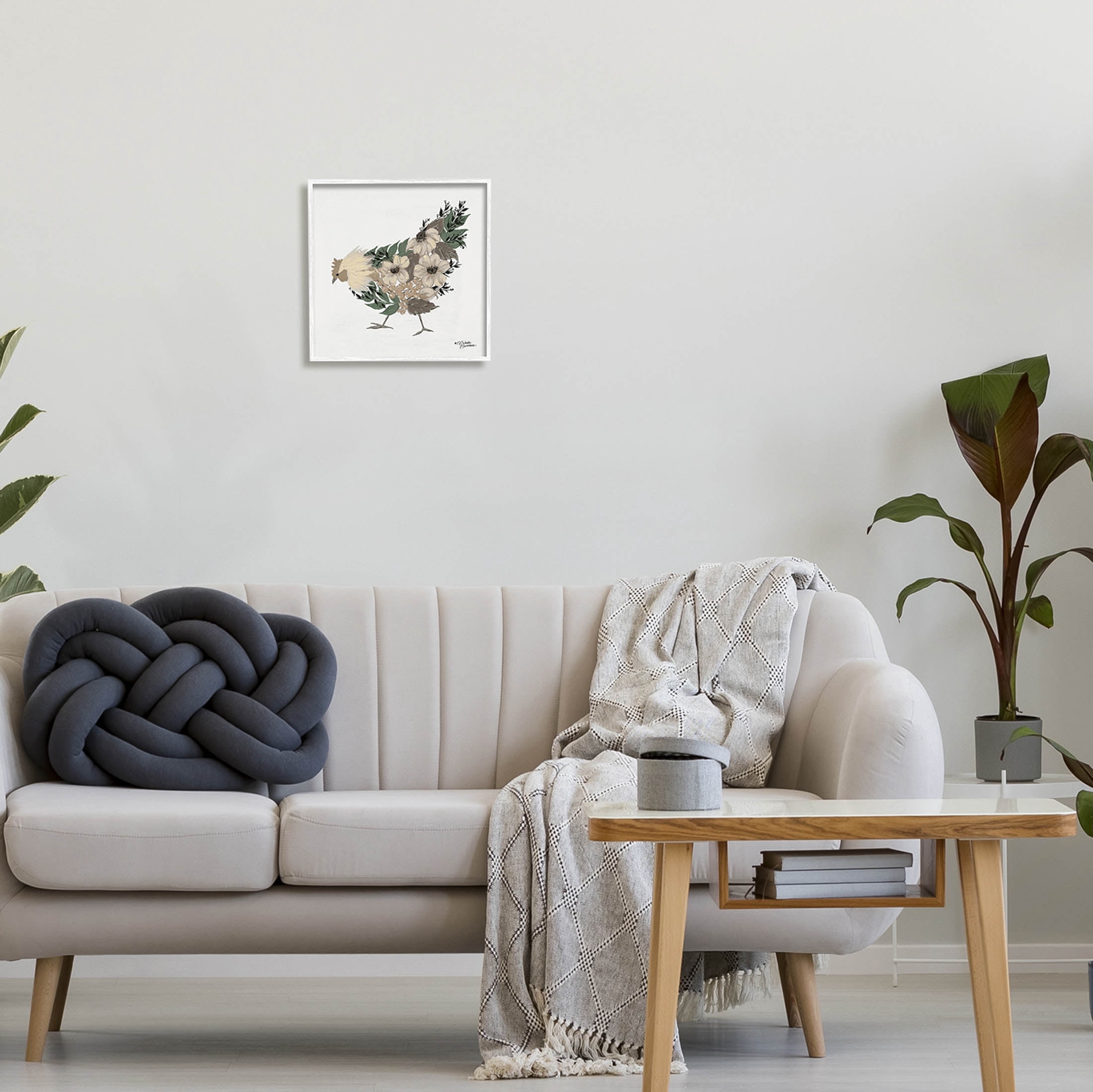 Stupell Industries Floral Design Chicken Farm Arrangement Painting White Framed Art Print Wall Art, Design by Michele Norman