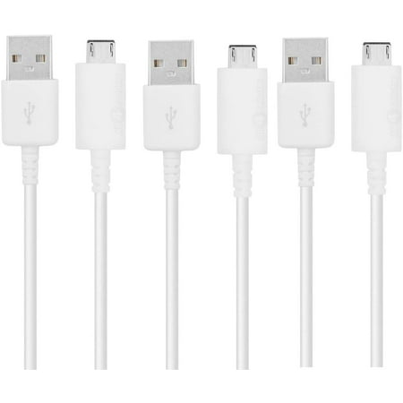 3 Pack Original Quick Charge Micro USB Charging Data Cable ECB-DU4EWE for Samsung Galaxy J7 V 2nd Gen / J7 Star (2018) Cell Phones 5 FT Non-Retail Packaging - White