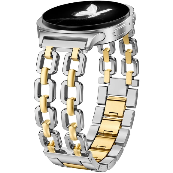 Wearlizer Metal Band Compatible with Samsung Galaxy Watch 9/8 40mm 44mm & Watch 8 Classic 46mm, Dressy Stainless Steel Chain Bracelet Band for Women, No Gap Adjustable Strap
