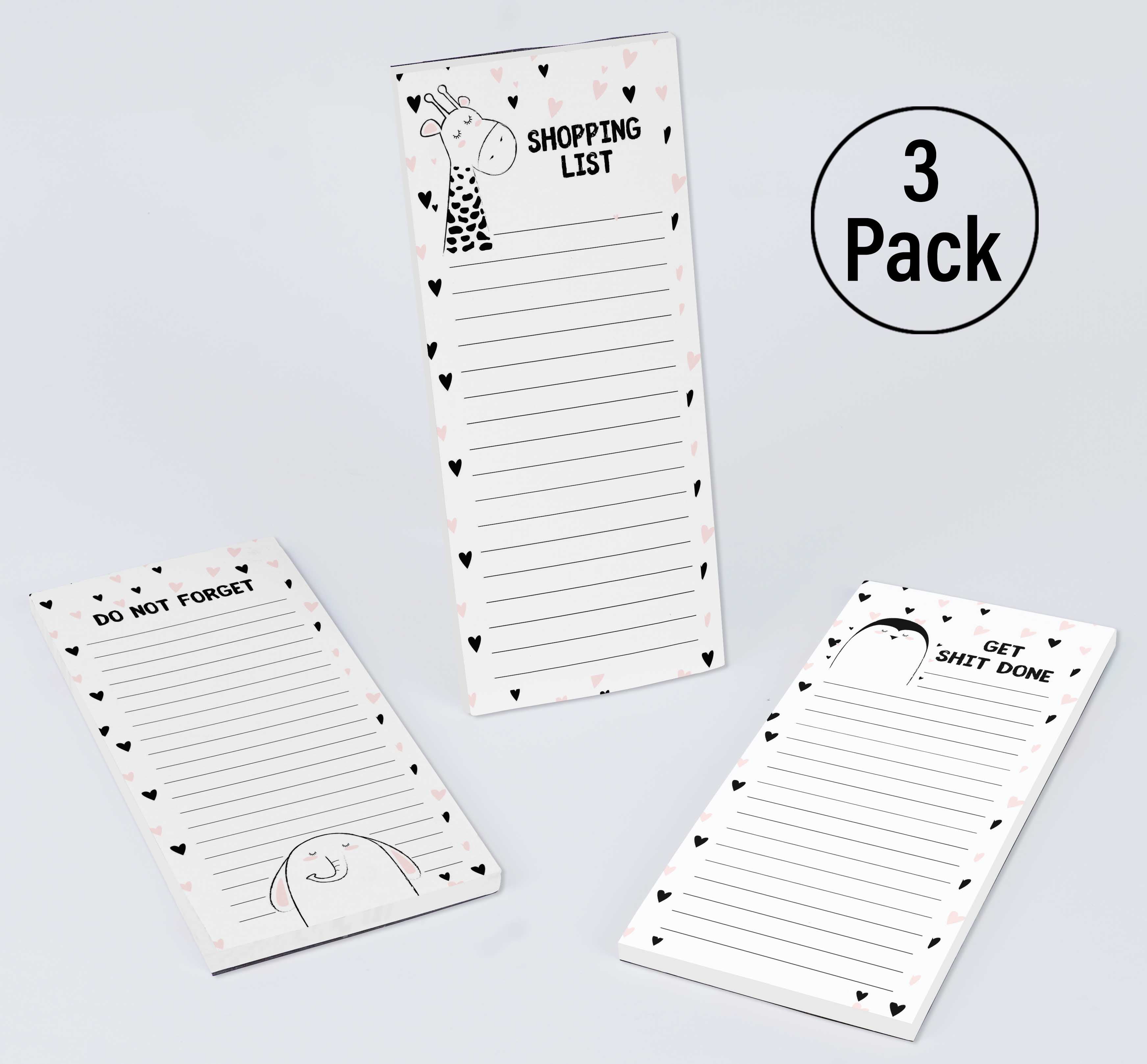 Inkdotpot Pack of 3 Magnetic Fridge To-Do List Notepads- Magnetic Memo Pads For Refrigerator-(50 Sheets Each)-SL