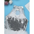 thumbnail image 6 of iEFiEL Kids Girls Sequins Leotard Mesh Ruffles Ballet Jazz Dance Costume White-B 10, 6 of 7
