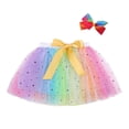thumbnail image 1 of ITFABS Jupe Bulle Taille Haute Colorée Décontractée pour Enfants avec Nœud et Pince à Cheveux, 1 of 9