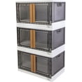 thumbnail image 1 of dbest products Quik Box - 19 Gallon 3 Pack Stackable Storage Bins with Doors, Collapsible Organizer Foldable Container, for Bedroom Living Room Kitchen Neat, Tidy Dorms and Organized Homes, Boxes, 1 of 6