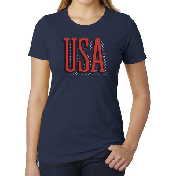Women's USA Patriot T-shirts, 4th of July Shirts, Women's Graphic Tees - Heather Navy MH200WPATRIOT S24 XS