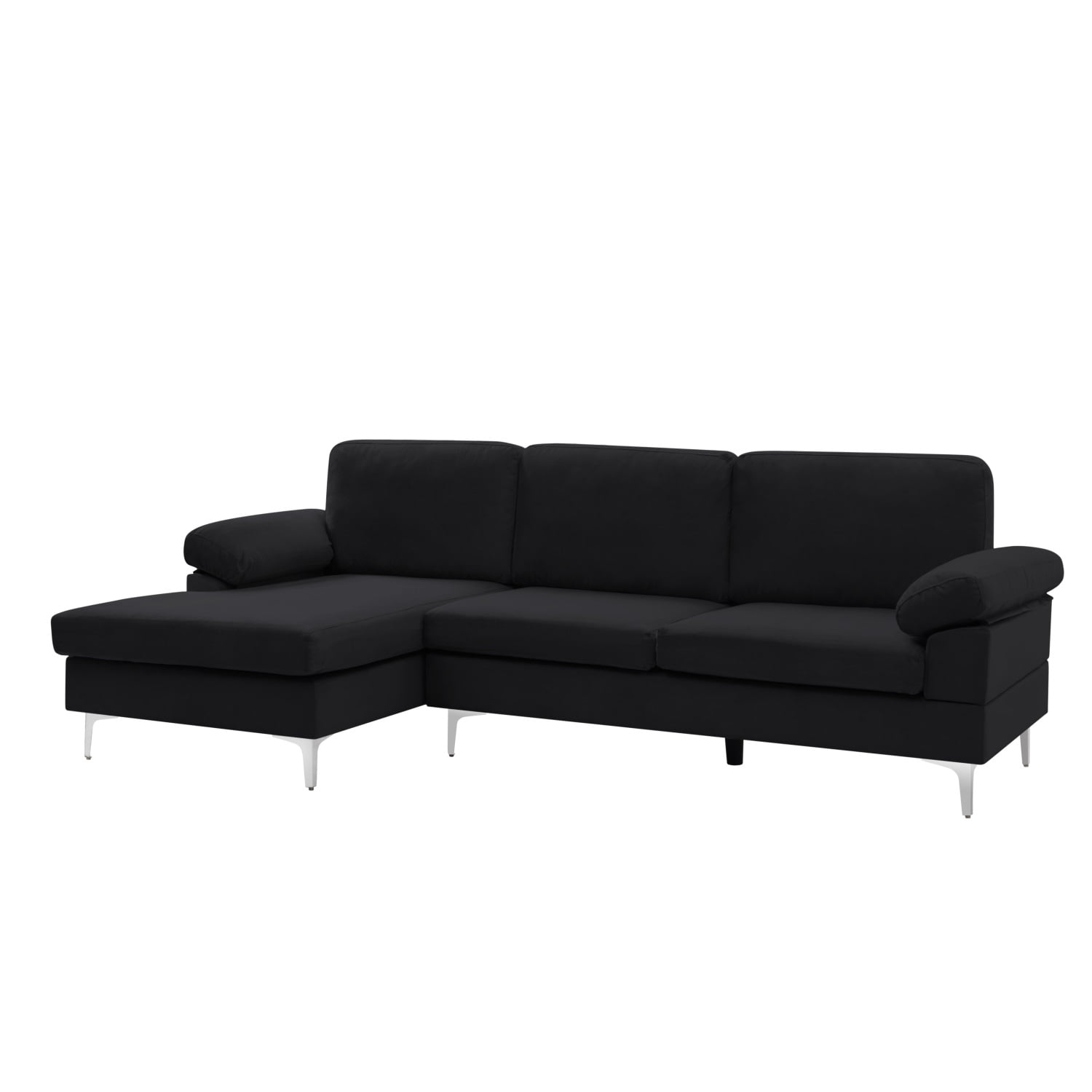 Kadyn Sectional Sofa, 103.5 " Modern L-Shaped Sofa with Metal Legs, Velvet Sectional Sofa Set for Apartment, Black Kadyn Sectional Sofa, 103.5 " Modern L-Shaped Sofa with Metal Legs, Velvet Sectional Sofa Set for Apartment, Black