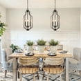 thumbnail image 3 of LNC Farmhouse 3-Light Wood Drum Pendant Chandelier Light with Adjustable Chain,Bronze&Distressed Wood, 3 of 11