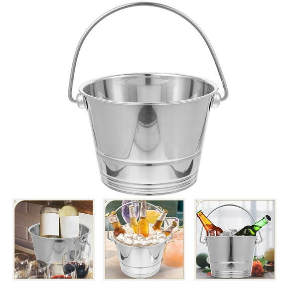 SOPOTUTU Portable Stainless Steel Ice Bucket Multi-Function Cooler for Home, Outdoor, Party and Travel Use