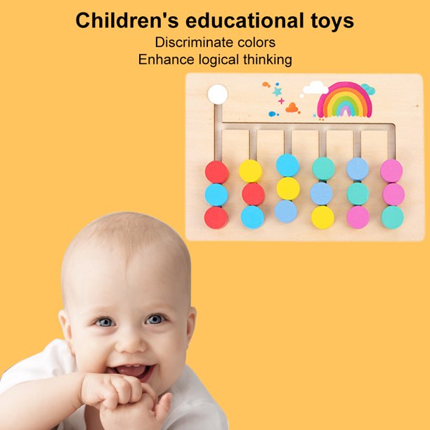 Juguetes de aprendizaje Montessori Slide Color and Shape Matching Preschool Logic Game para niños pequeños (6 colores)