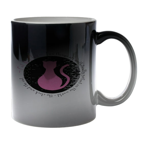 KuzmarK Black Heat Morph Color Changing Coffee Cup Mug 11 Ounce - Cat At Play